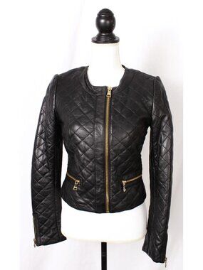 Urbancode London Womens Black Leather Jacket - UK Size 10 US Size 6